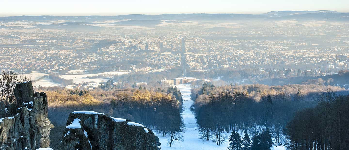 Luftaufnahme der Stadt Kassel.